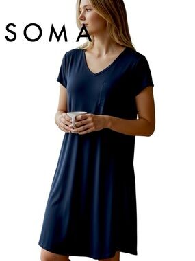 ❌SOLD❌ Soma Cool Nights 
Black Short Sleeve Nightgown